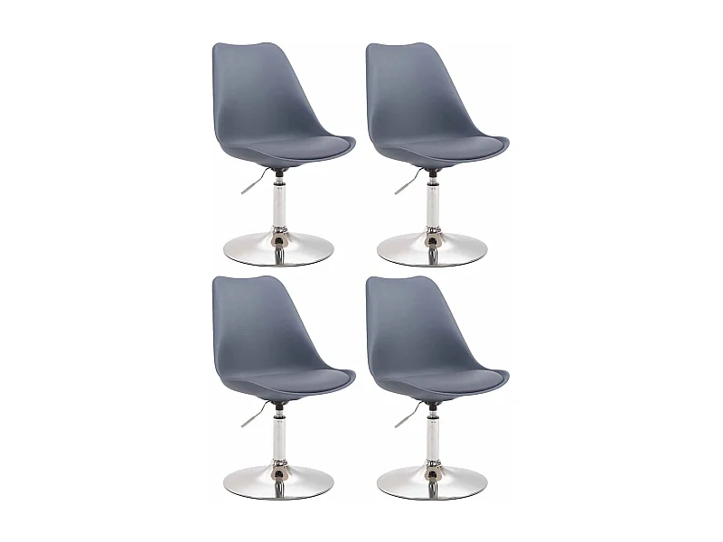 Lot de 4  chaise salle à manger - Plastique & Chrome - Gris - Maverick