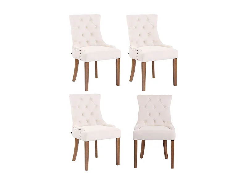 Lot de 4  chaise salle à manger - Velours & Antique clair - Crème - Aberdeen