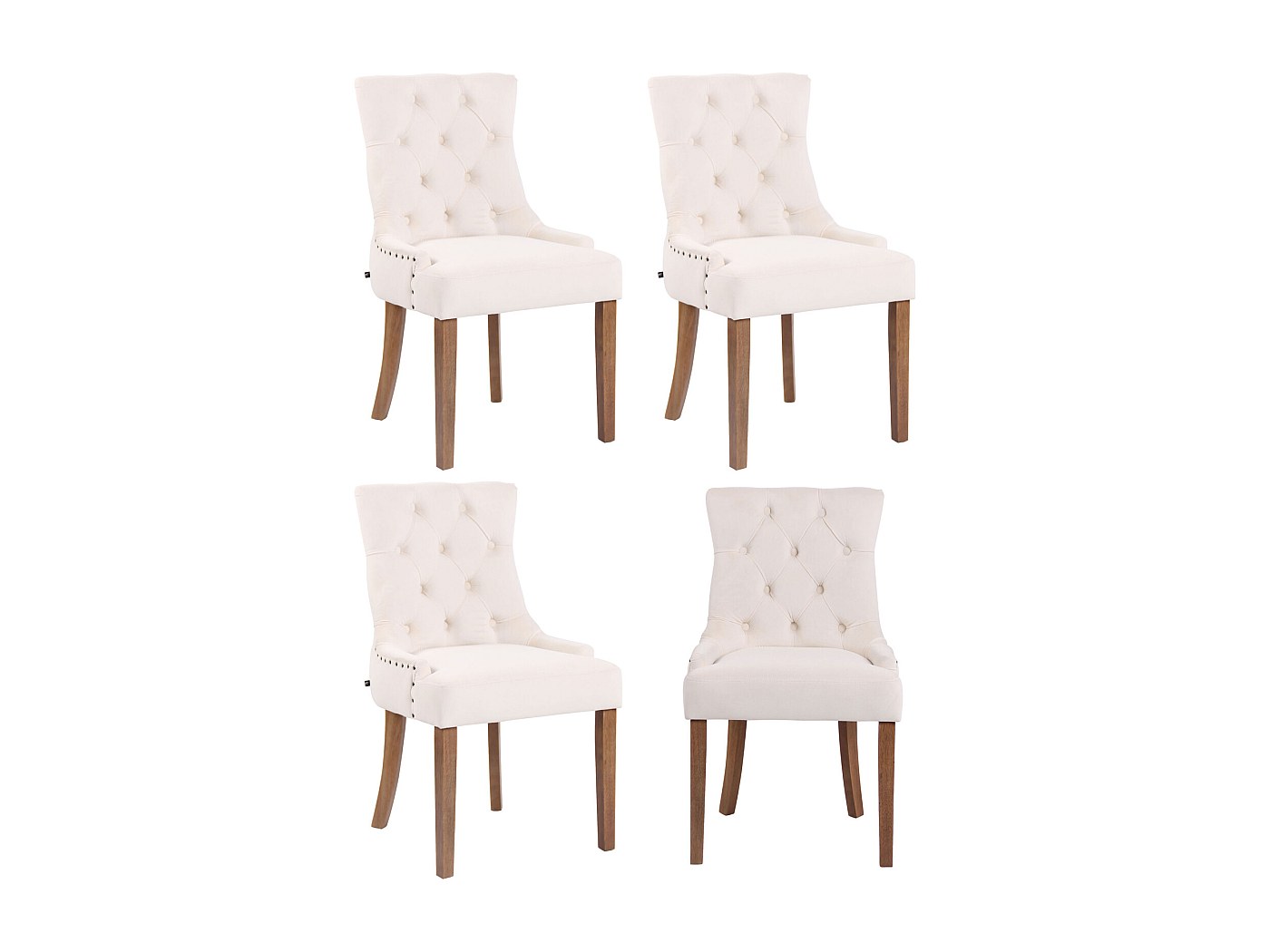 Lot de 4 Chaise salle à manger - Velours & Bois - Crème - Aberdeen