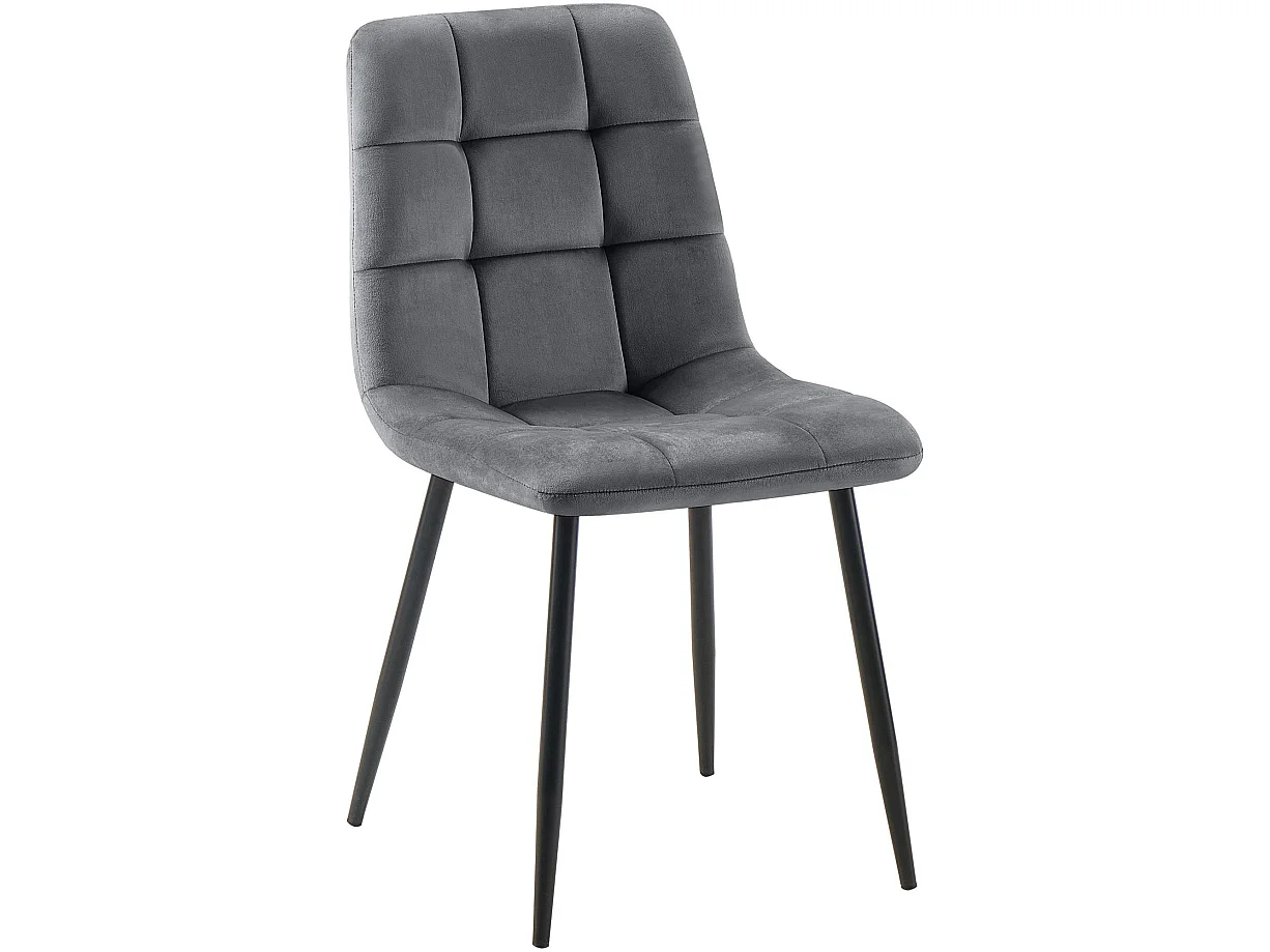 chaise salle à manger - Velours - Gris foncé - Tilde