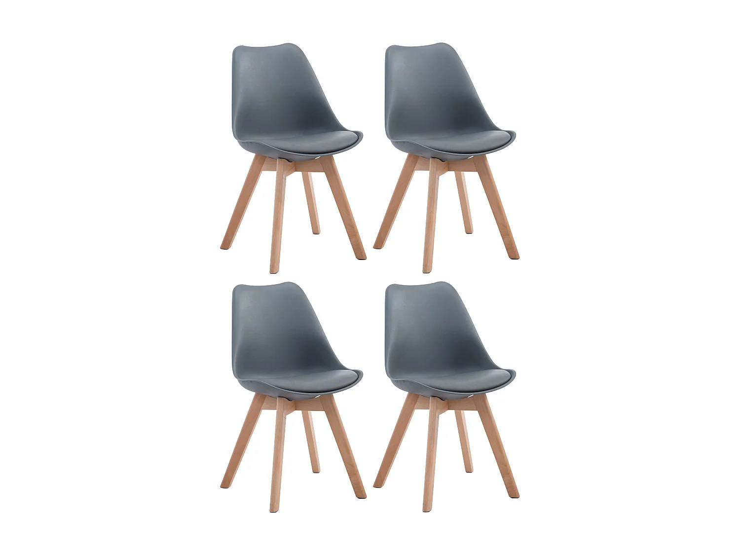 Lot de 4  chaise salle à manger - Similicuir & Nature - Gris - Borneo V2