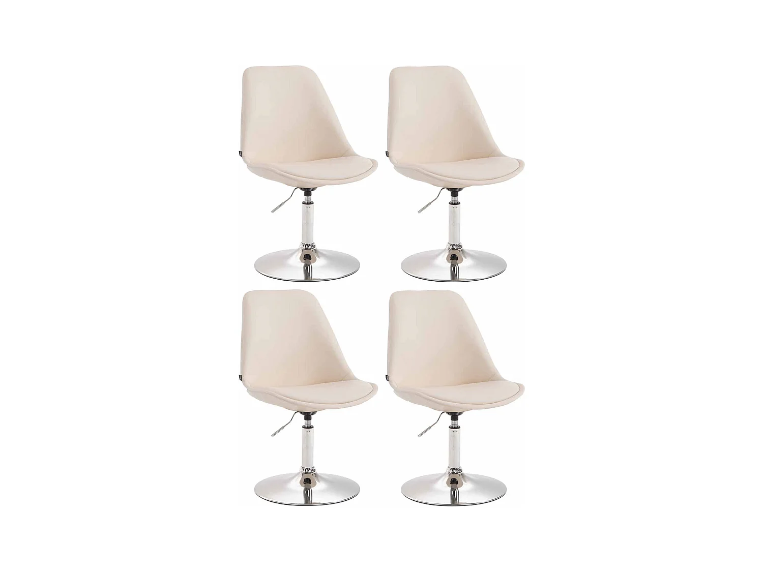Lot de 4  chaise salle à manger - Similicuir & Chrome - Crème - Maverick