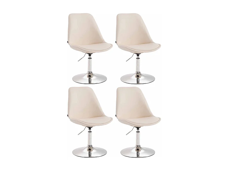 Lot de 4  chaise salle à manger - Similicuir & Chrome - Crème - Maverick
