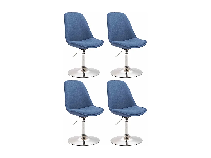 Lot de 4  chaise salle à manger - Tissu & Chrome - Bleu - Maverick