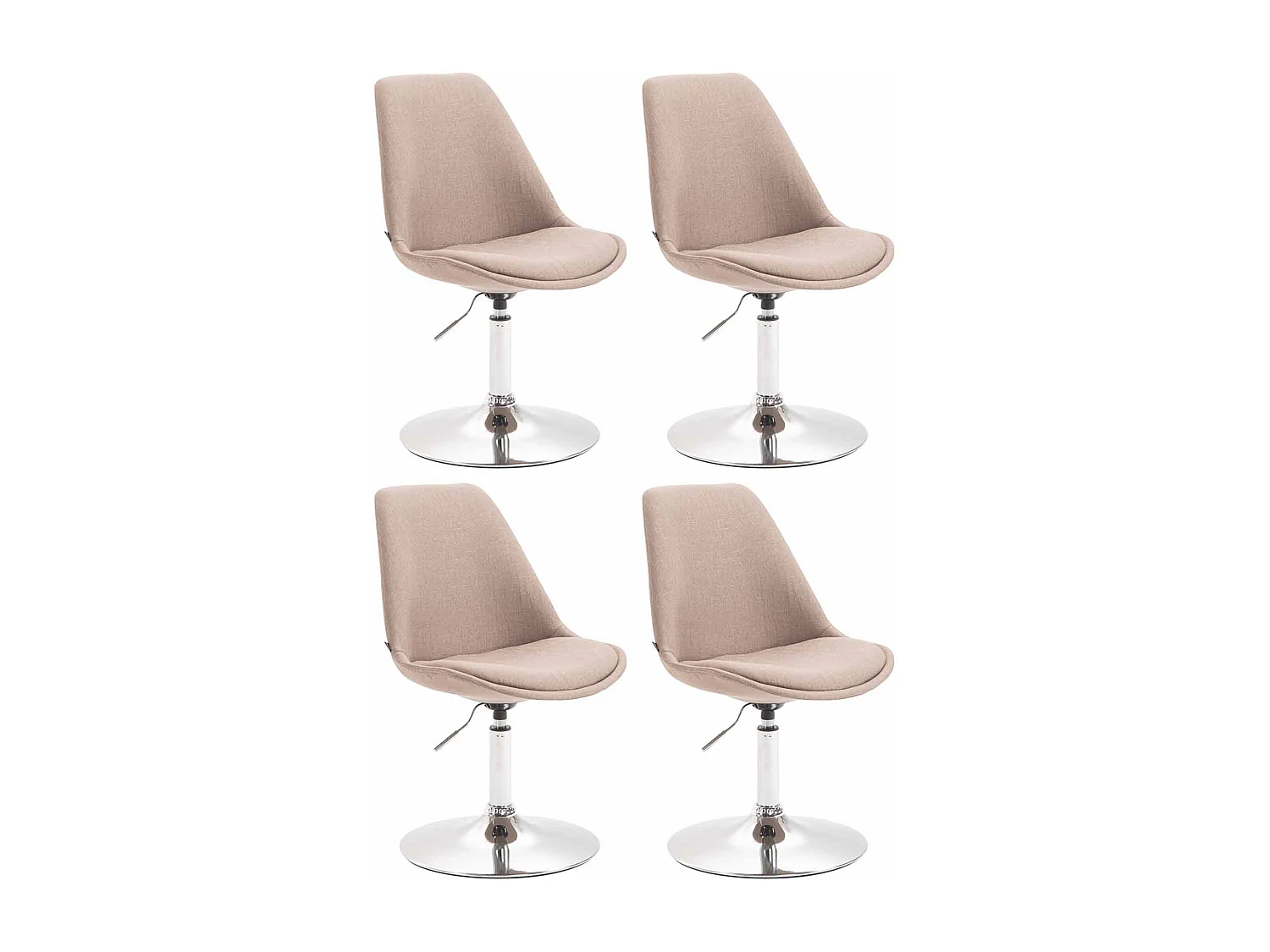 Lot de 4  chaise salle à manger - Tissu & Chrome - Taupe - Maverick