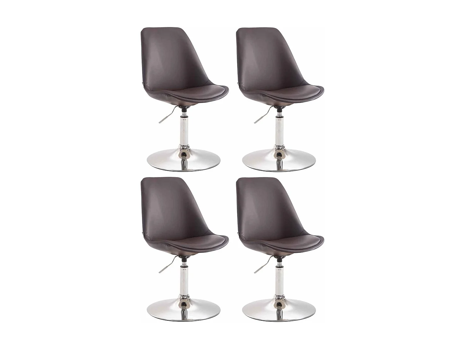 Set van 4  Eetkamerstoelen - Kunstleer & chroom - bruin - Maverick