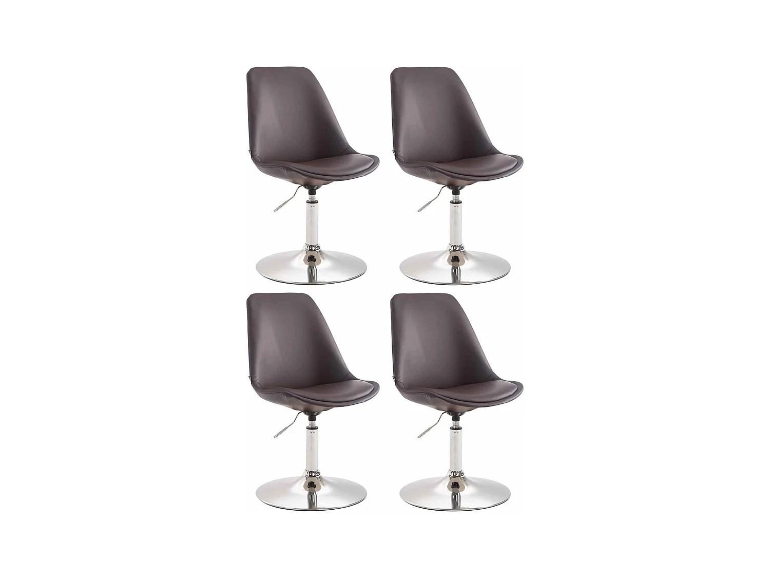 Lot de 4  chaise salle à manger - Similicuir & Chrome - Marron - Maverick