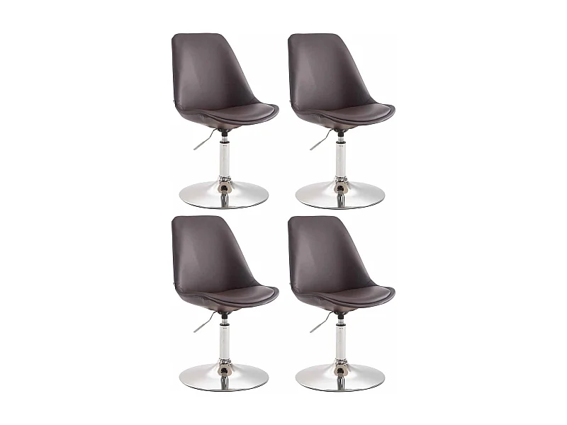 Set van 4  Eetkamerstoelen - Kunstleer & chroom - bruin - Maverick