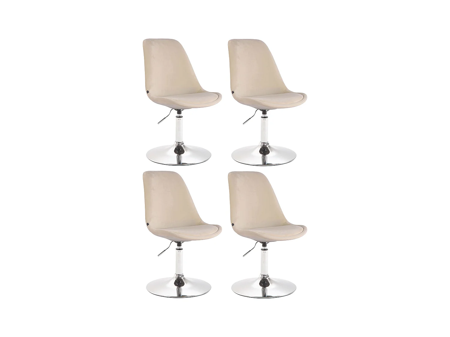 Lot de 4  chaise salle à manger - Velours & Chrome - Crème - Maverick
