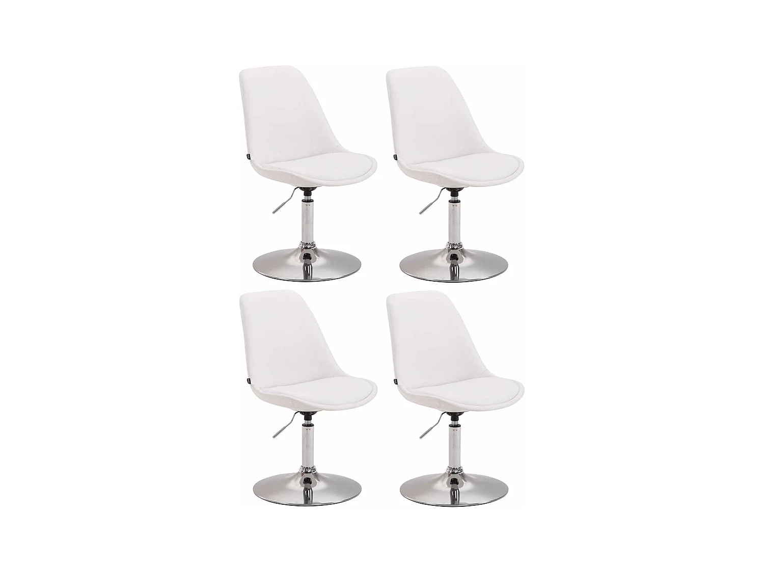 Lot de 4  chaise salle à manger - Similicuir & Chrome - Blanc - Maverick