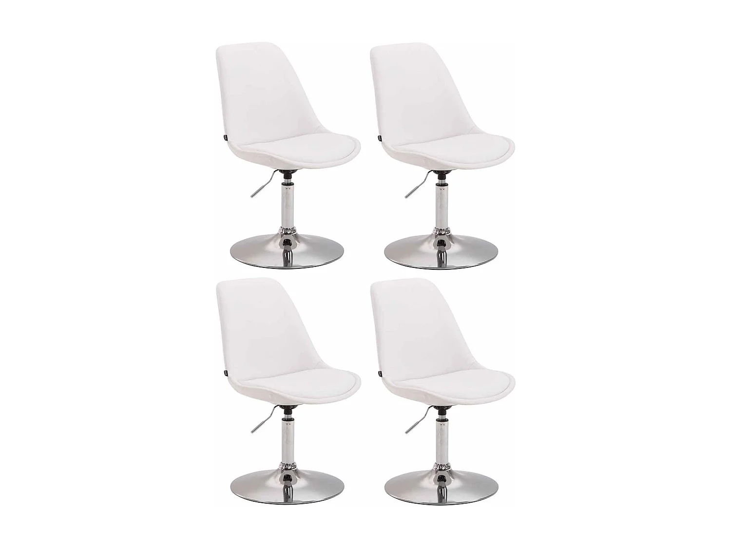 Lot de 4  chaise salle à manger - Similicuir & Chrome - Blanc - Maverick
