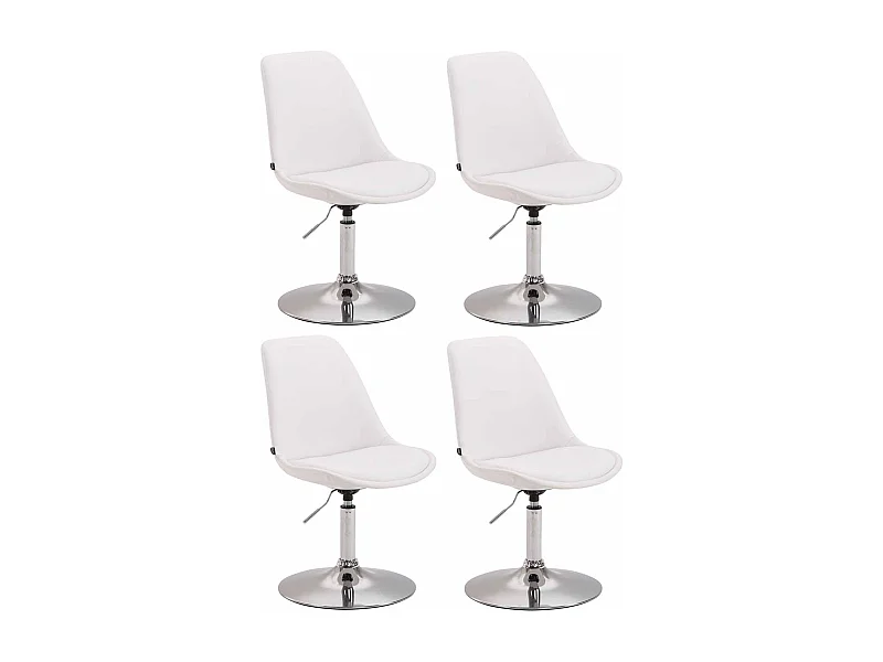 Lot de 4  chaise salle à manger - Similicuir & Chrome - Blanc - Maverick