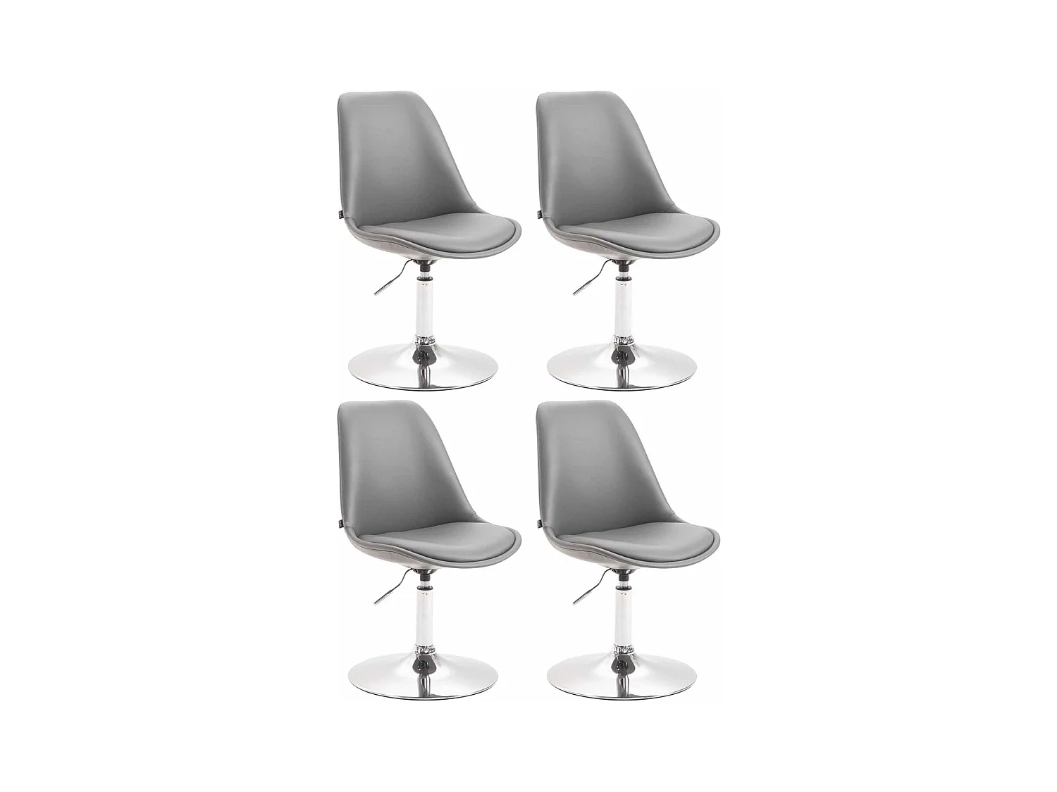 Lot de 4  chaise salle à manger - Similicuir & Chrome - Gris - Maverick