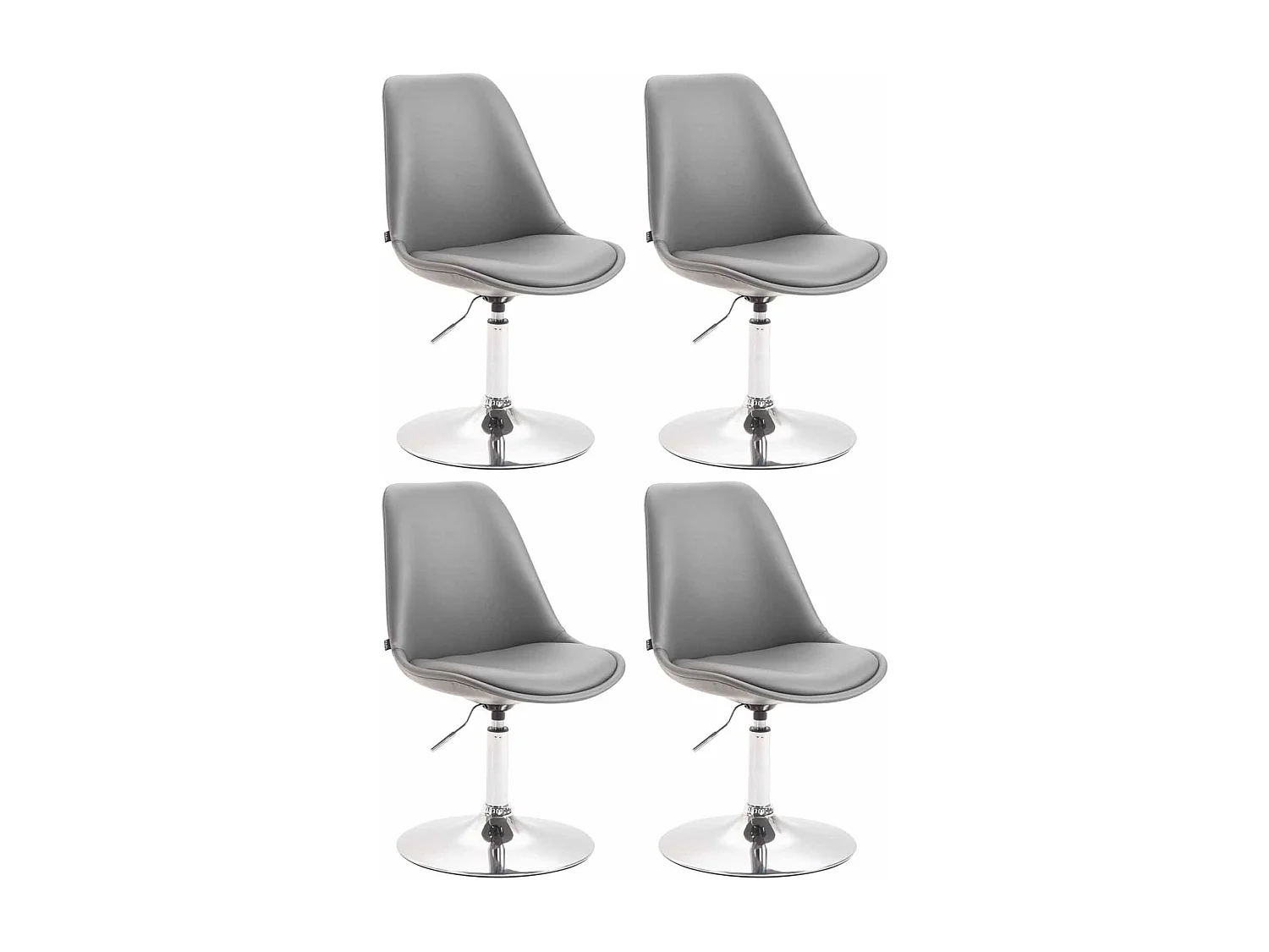 Lot de 4  chaise salle à manger - Similicuir & Chrome - Gris - Maverick