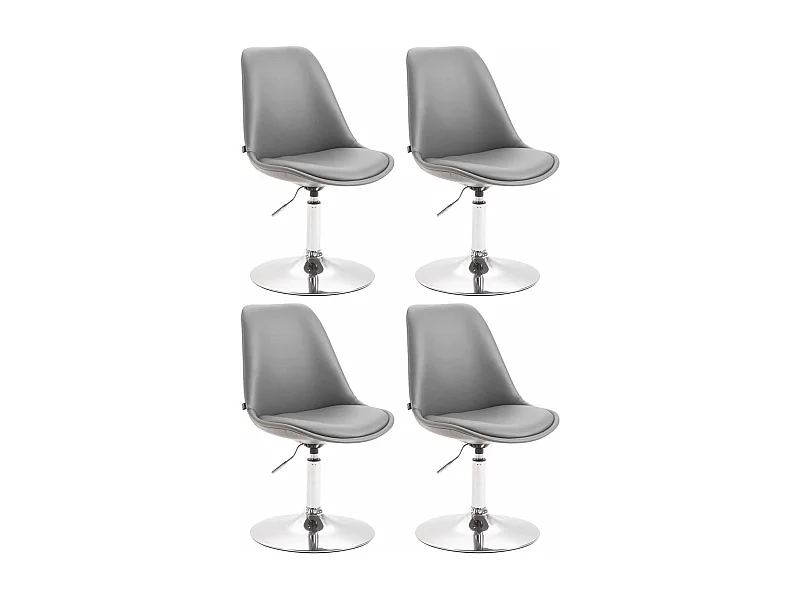 Lot de 4  chaise salle à manger - Similicuir & Chrome - Gris - Maverick