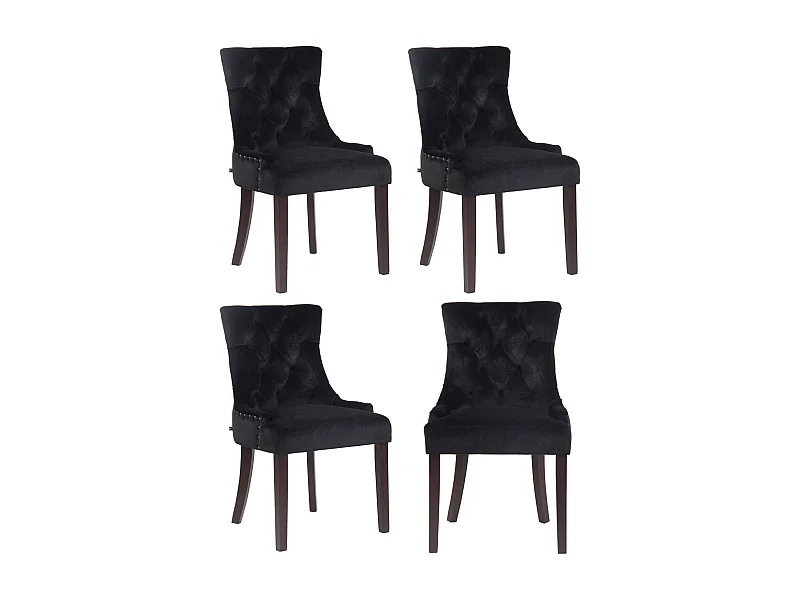 Lot de 4  chaise salle à manger - Velours & Antique - Noir - Aberdeen