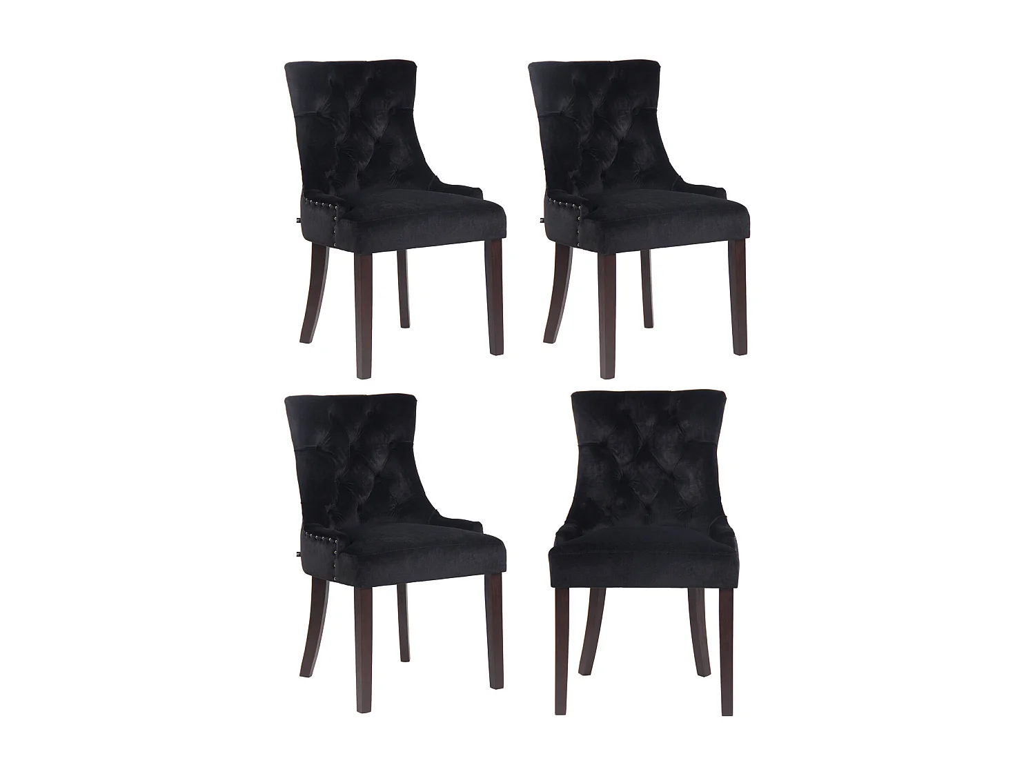 Lot de 4  chaise salle à manger - Velours & Antique - Noir - Aberdeen