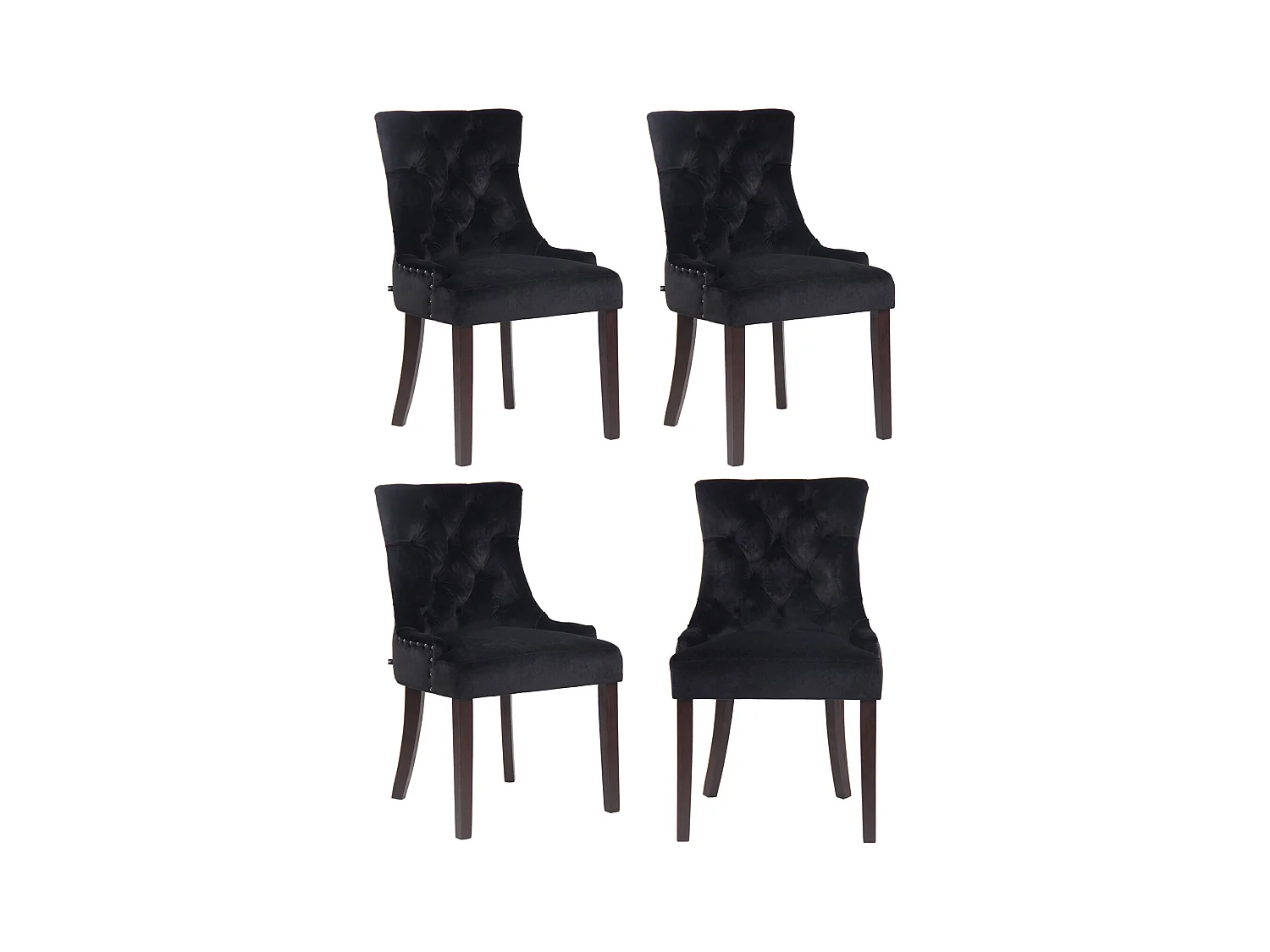 Lot de 4  chaise salle à manger - Velours & Antique - Noir - Aberdeen