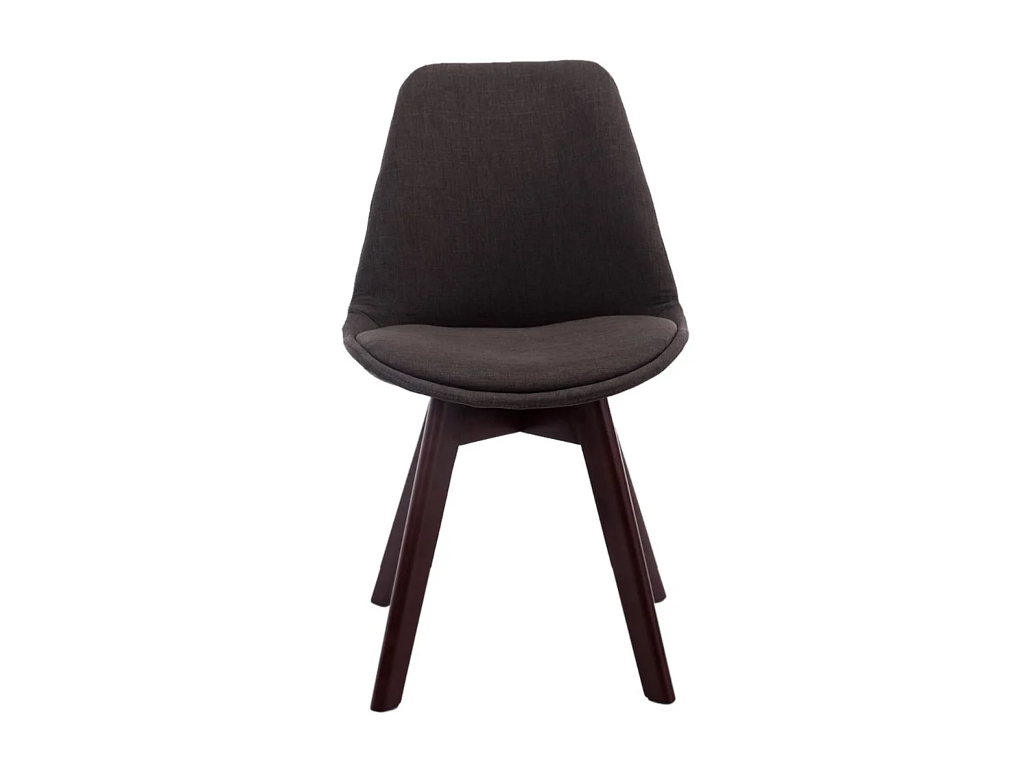 Lot de 4  chaise salle à manger - Tissu & Noyer - Gris foncé - Borneo V2