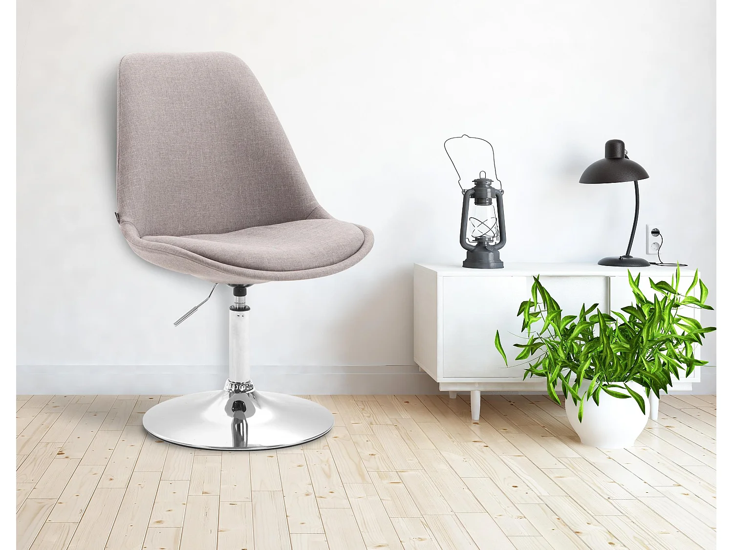 chaise salle à manger - Tissu & Chrome - Gris - Maverick