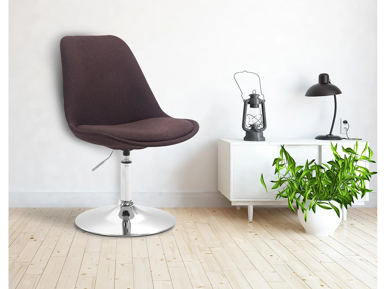 Esszimmerstuhl - Stoff & chrom - braun - Maverick