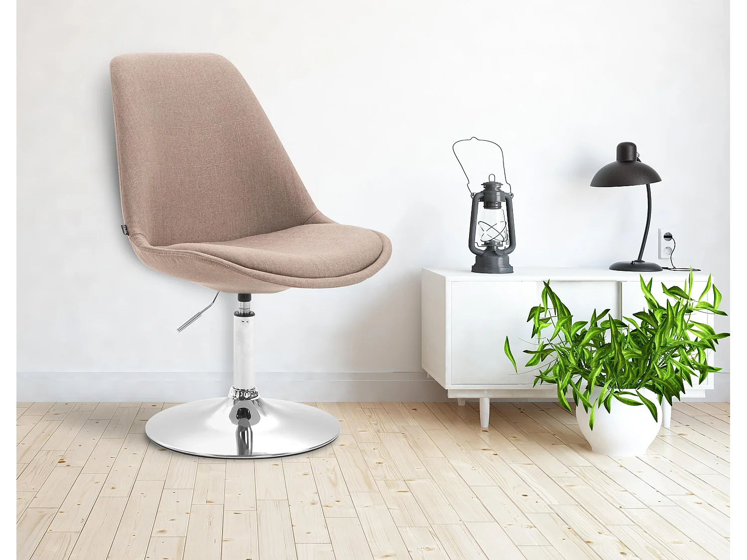 chaise salle à manger - Tissu & Chrome - Taupe - Maverick