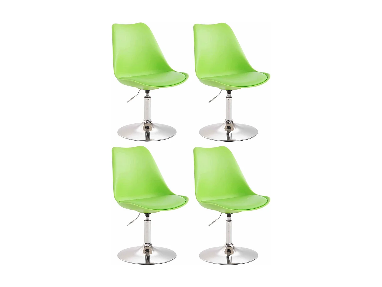 Lot de 4  chaise salle à manger - Plastique & Chrome - Vert - Maverick
