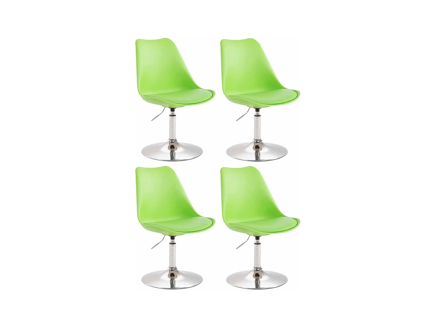 Lot de 4  chaise salle à manger - Plastique & Chrome - Vert - Maverick