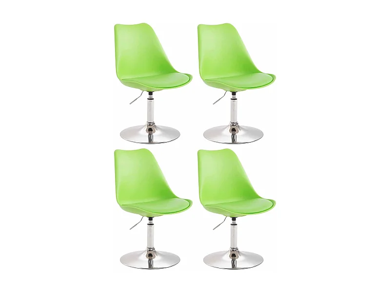 Lot de 4  chaise salle à manger - Plastique & Chrome - Vert - Maverick