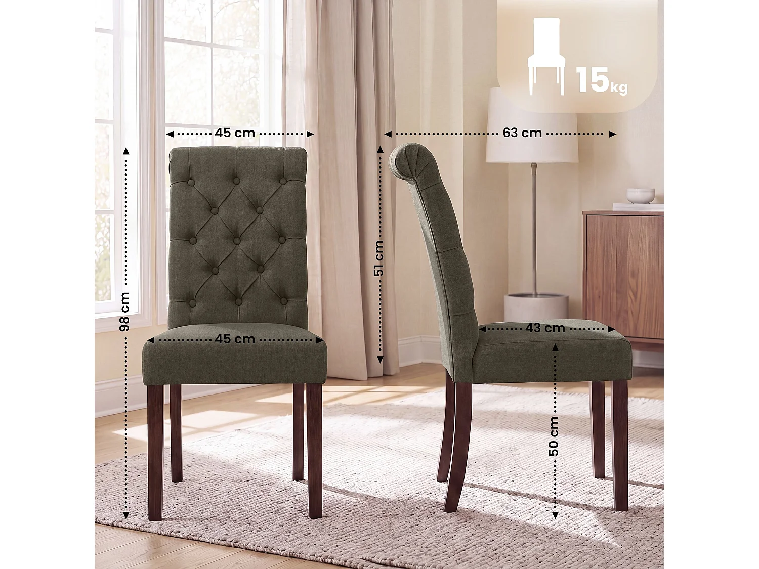 Eetkamerstoelen - Stof - taupe - Lisburn