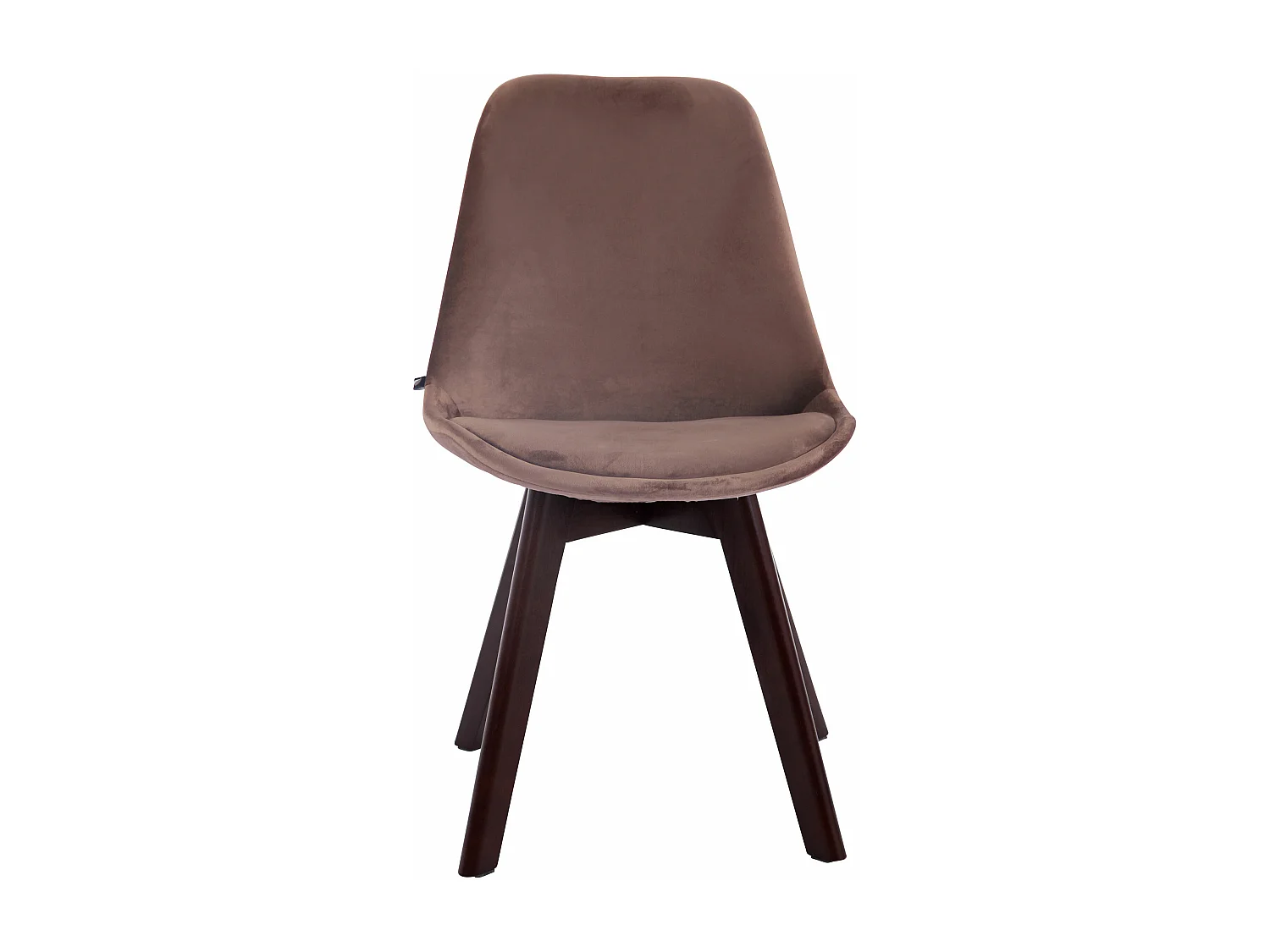 Lot de 4  chaise salle à manger - Velours & Noyer - Marron - Borneo V2