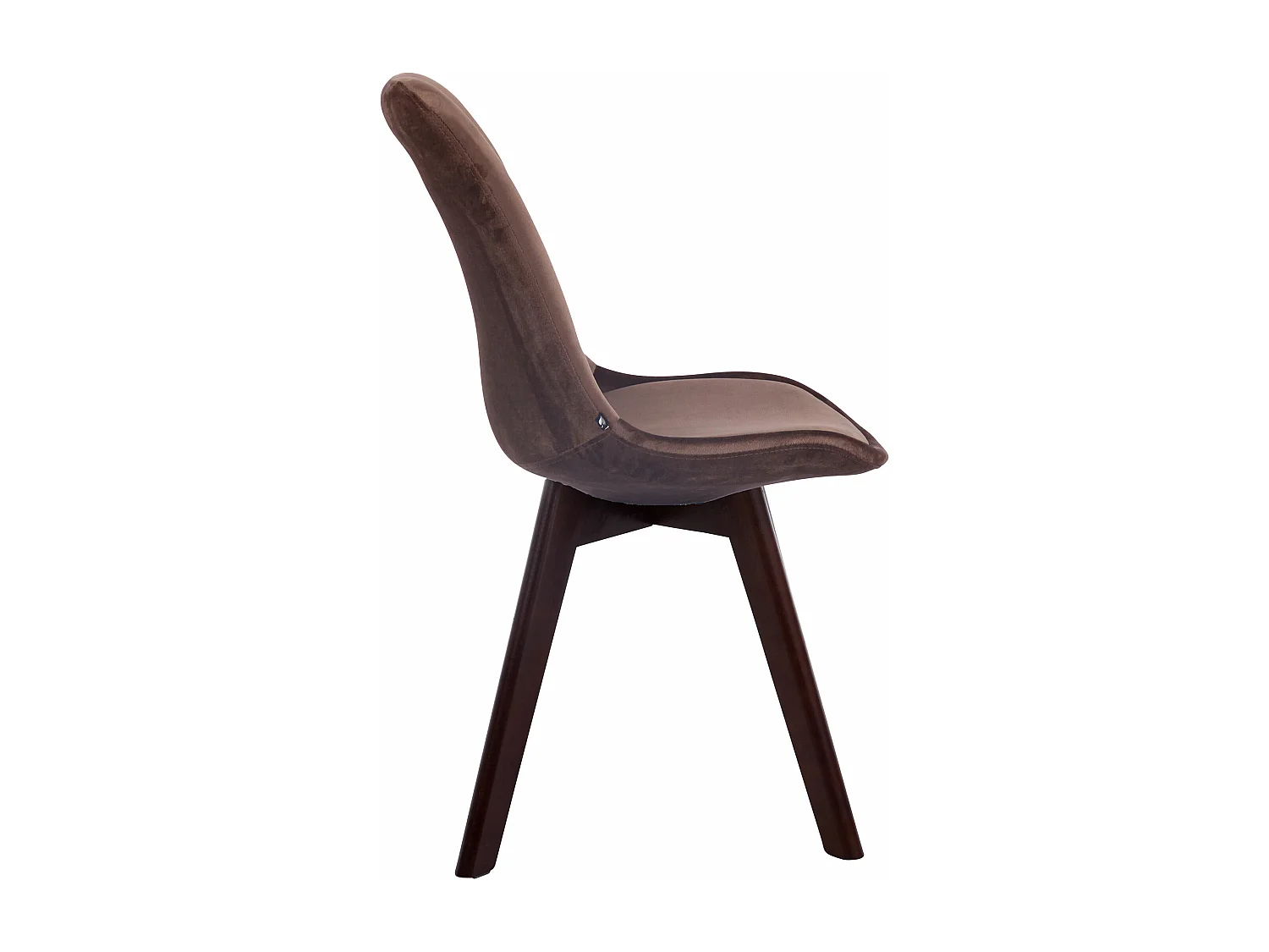 Lot de 4  chaise salle à manger - Velours & Noyer - Marron - Borneo V2