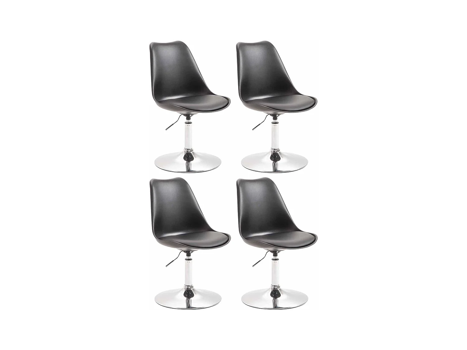 Lot de 4  chaise salle à manger - Plastique & Chrome - Noir - Maverick