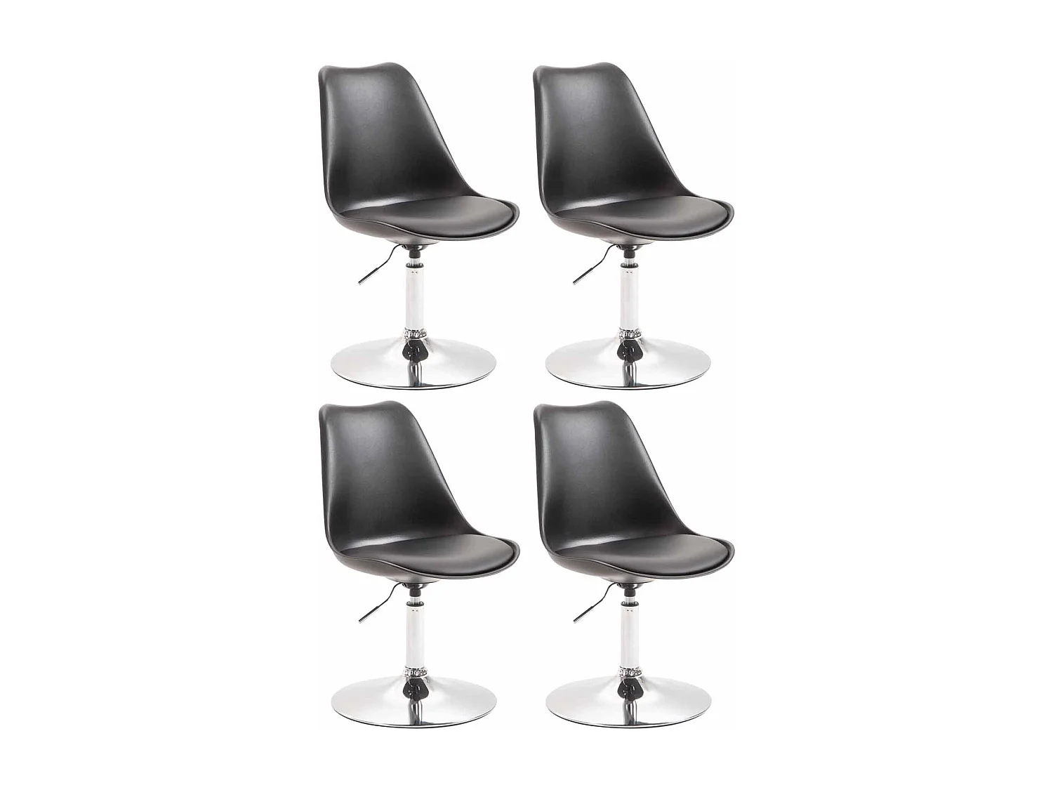 Lot de 4  chaise salle à manger - Plastique & Chrome - Noir - Maverick