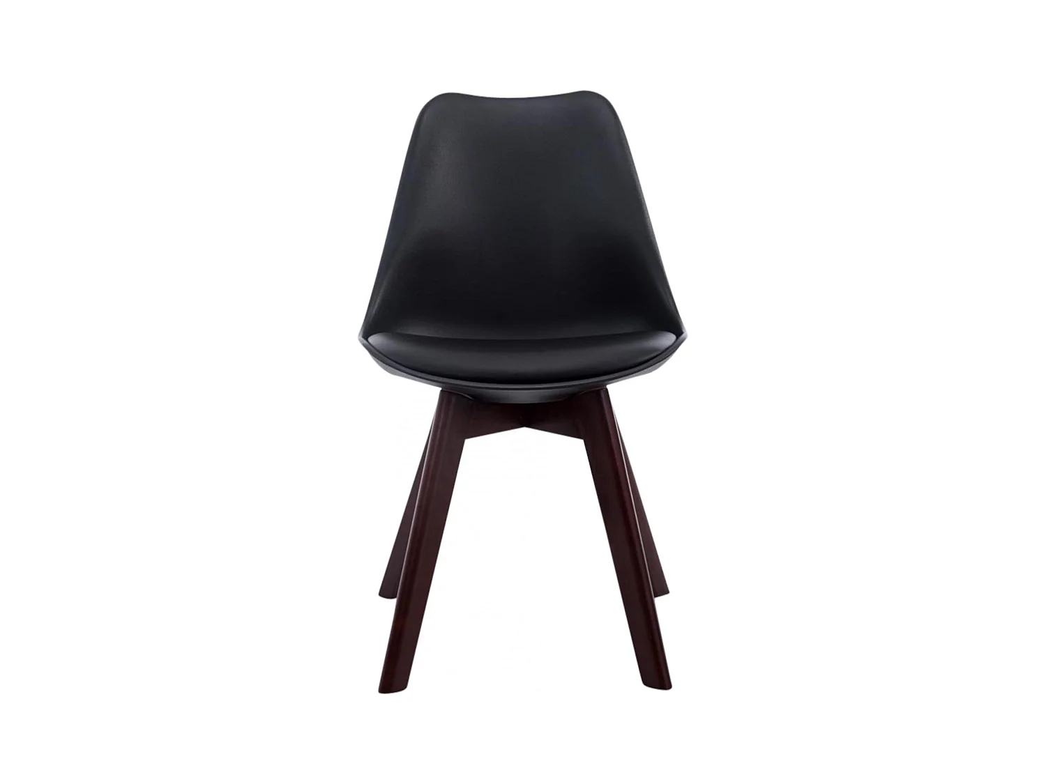 Lot de 4  chaise salle à manger - Similicuir & Noyer - Noir - Borneo V2