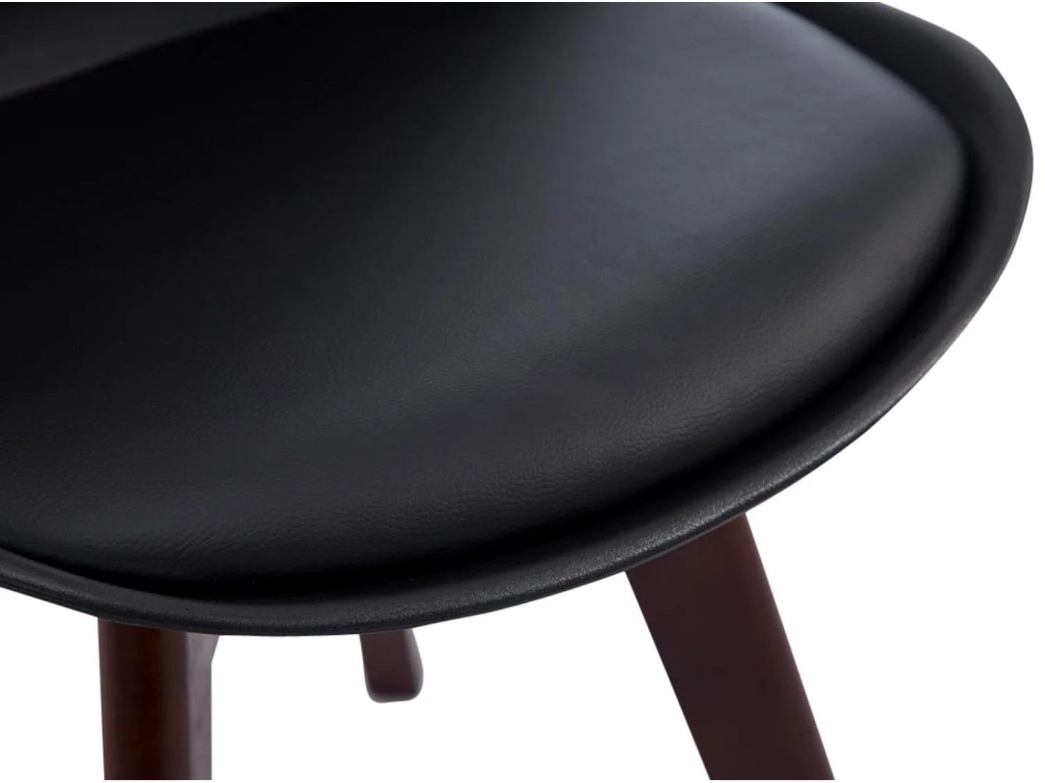 Lot de 4  chaise salle à manger - Similicuir & Noyer - Noir - Borneo V2