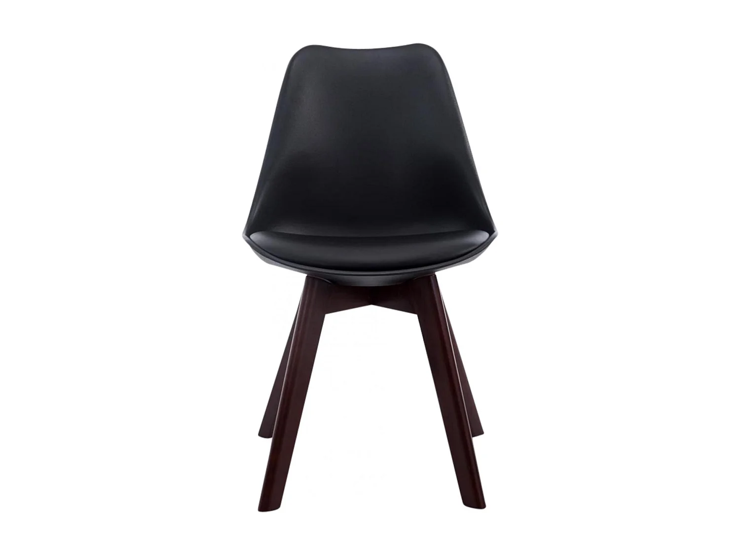 Lot de 4  chaise salle à manger - Similicuir & Noyer - Noir - Borneo V2