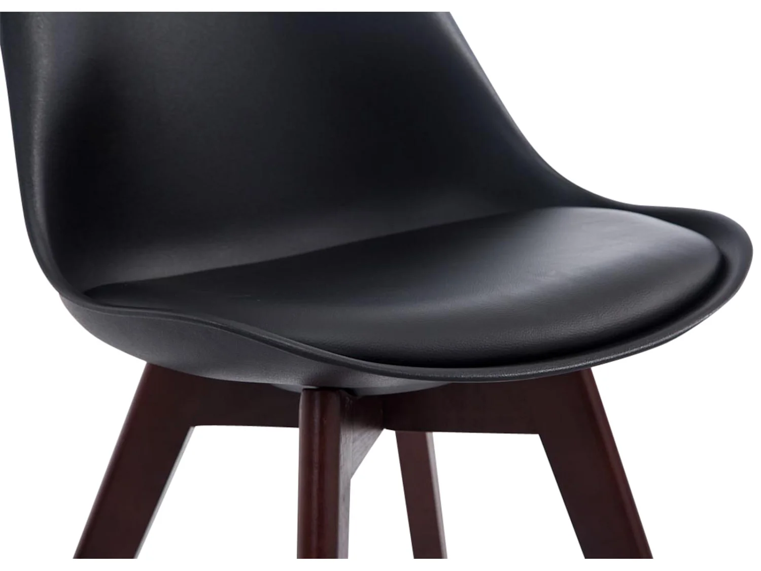 Lot de 4  chaise salle à manger - Similicuir & Noyer - Noir - Borneo V2