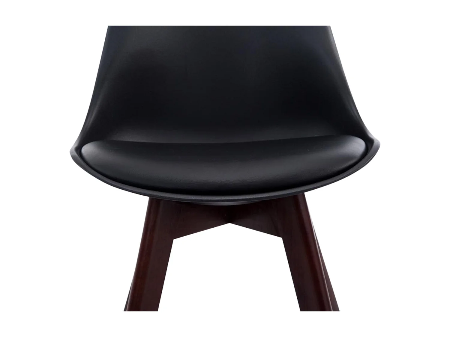 Lot de 4  chaise salle à manger - Similicuir & Noyer - Noir - Borneo V2