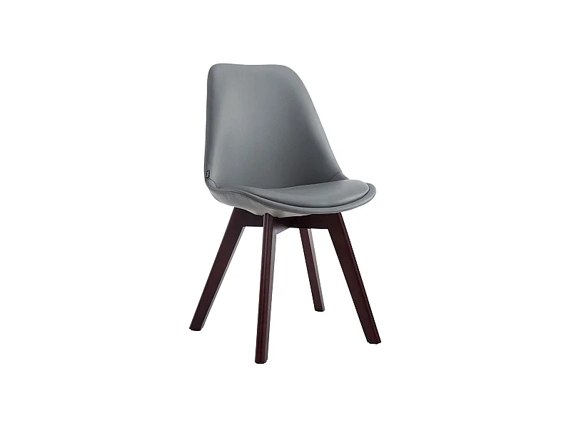 Esszimmerstuhl - Kunstleder & walnuss - grau - Manado