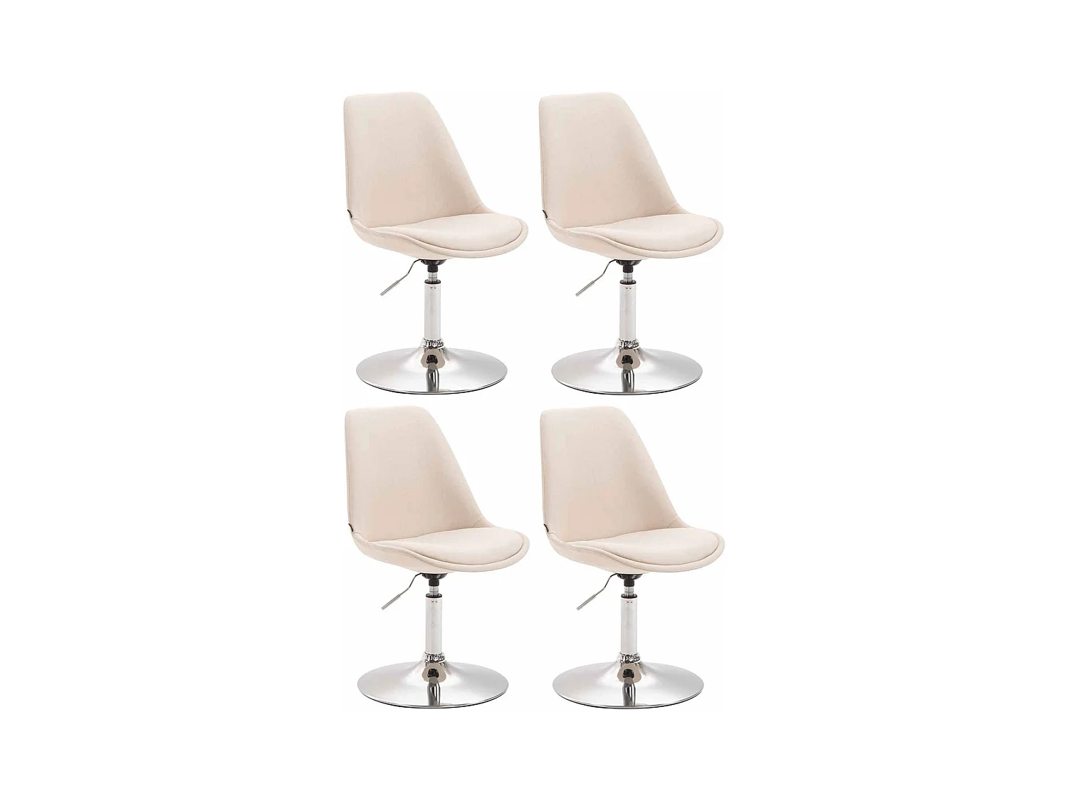 Lot de 4  chaise salle à manger - Tissu & Chrome - Crème - Maverick