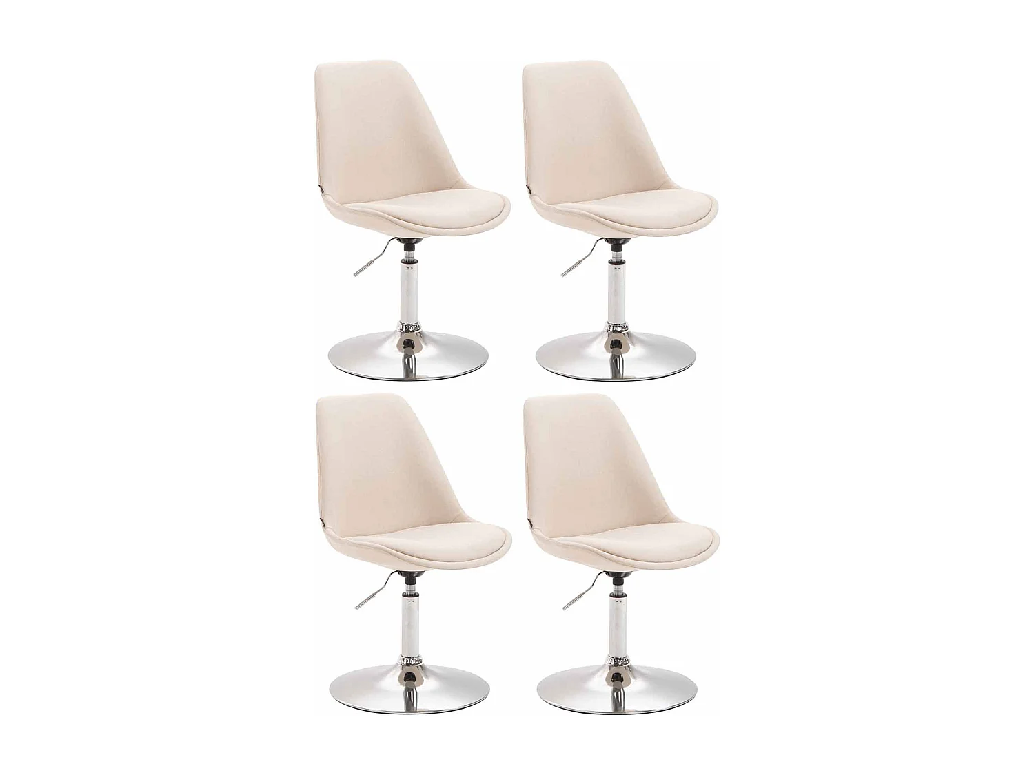 Lot de 4  chaise salle à manger - Tissu & Chrome - Crème - Maverick