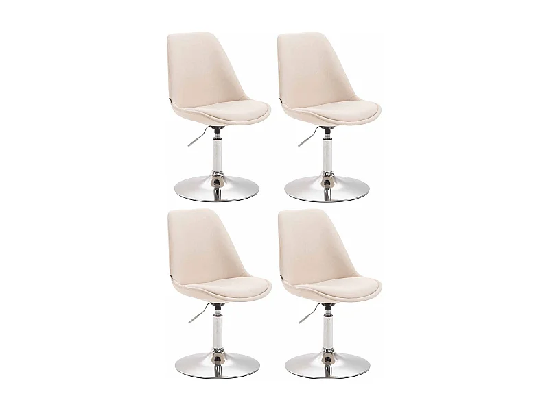 Lot de 4  chaise salle à manger - Tissu & Chrome - Crème - Maverick