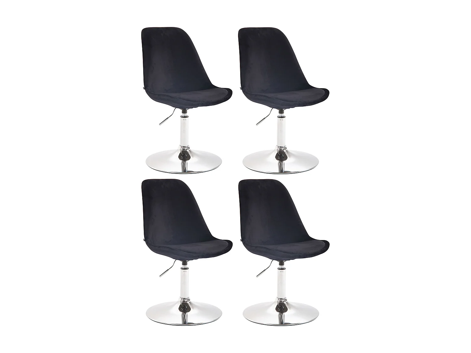 Lot de 4  chaise salle à manger - Velours & Chrome - Noir - Maverick