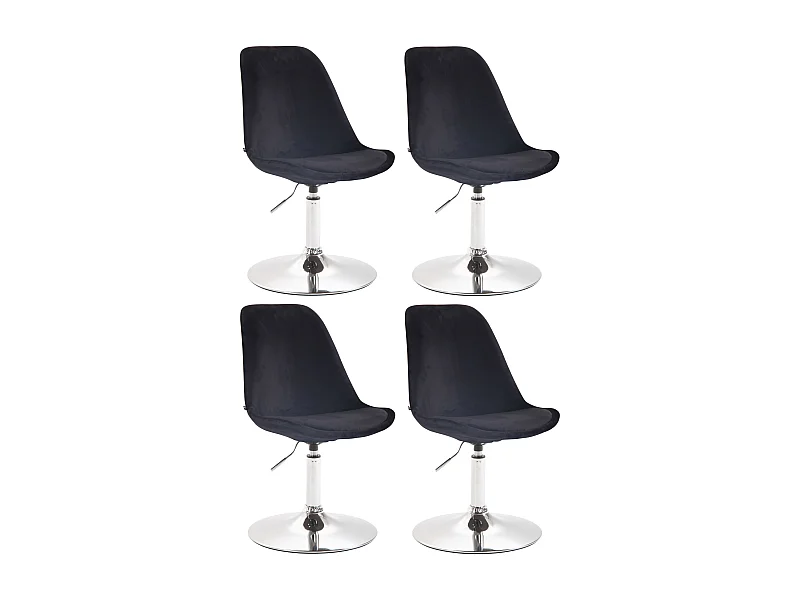 Lot de 4  chaise salle à manger - Velours & Chrome - Noir - Maverick