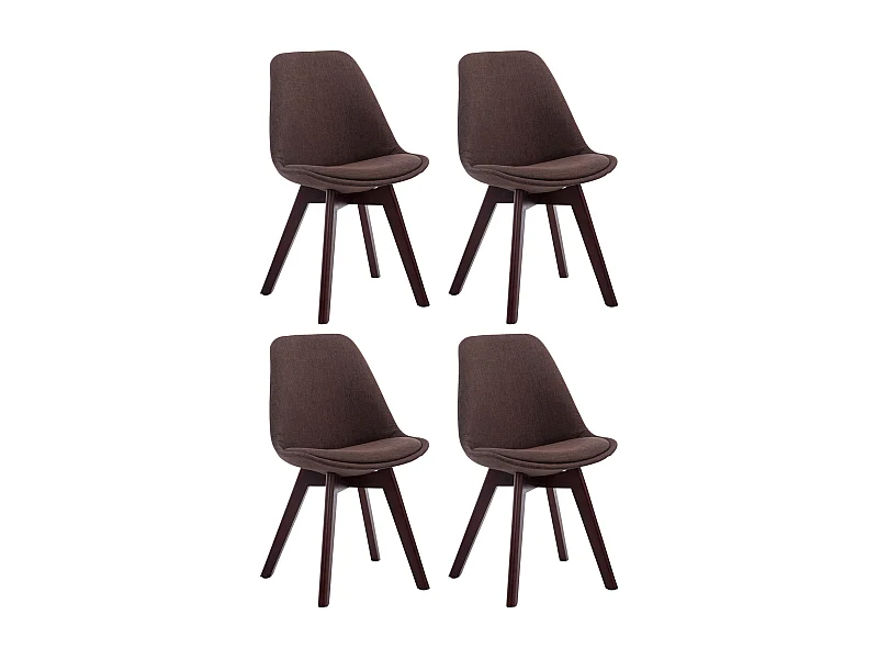 4er Set Esszimmerstuhl - Stoff & walnuss - braun - Borneo V2