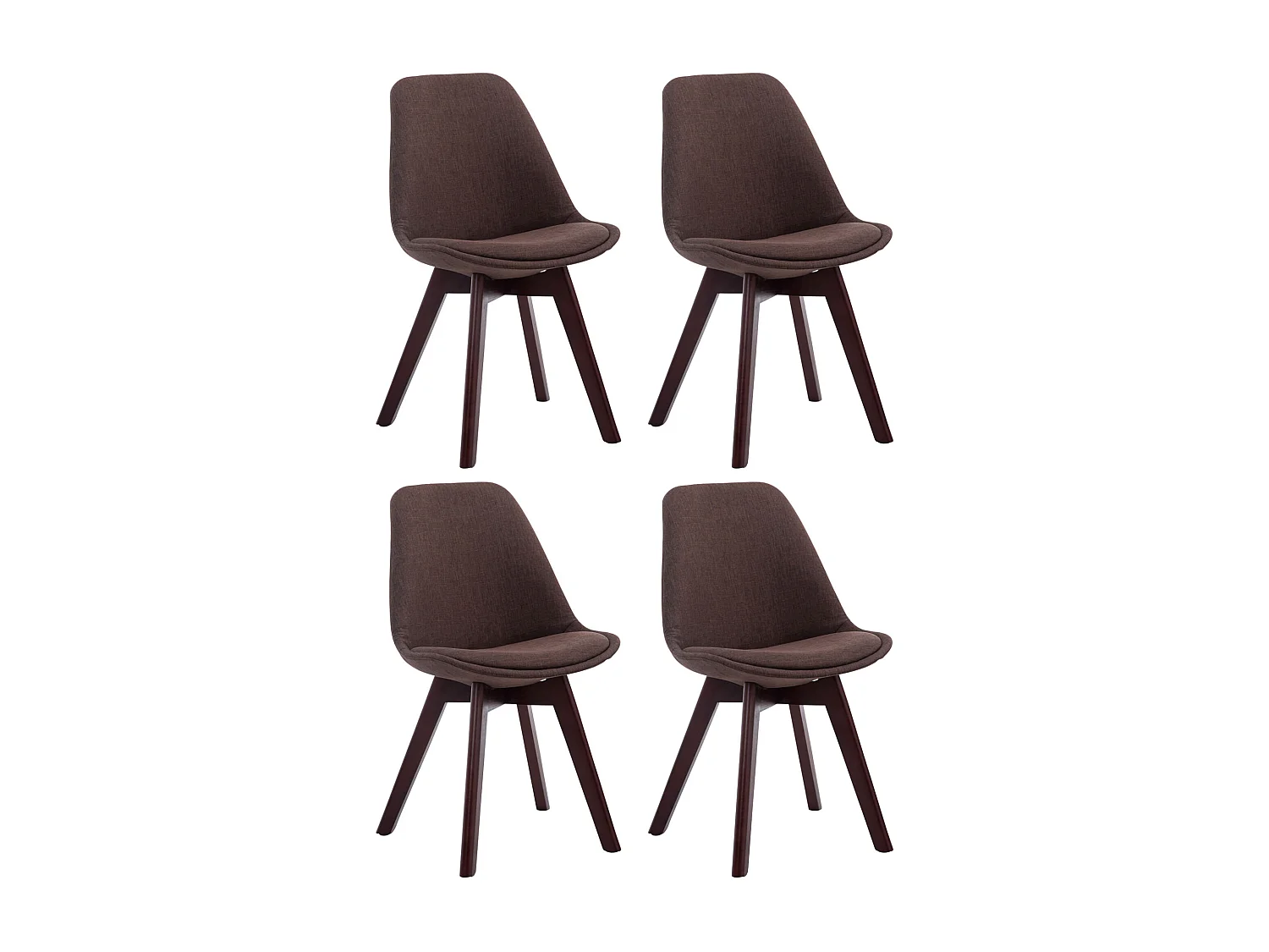 Lot de 4  chaise salle à manger - Tissu & Noyer - Marron - Borneo V2
