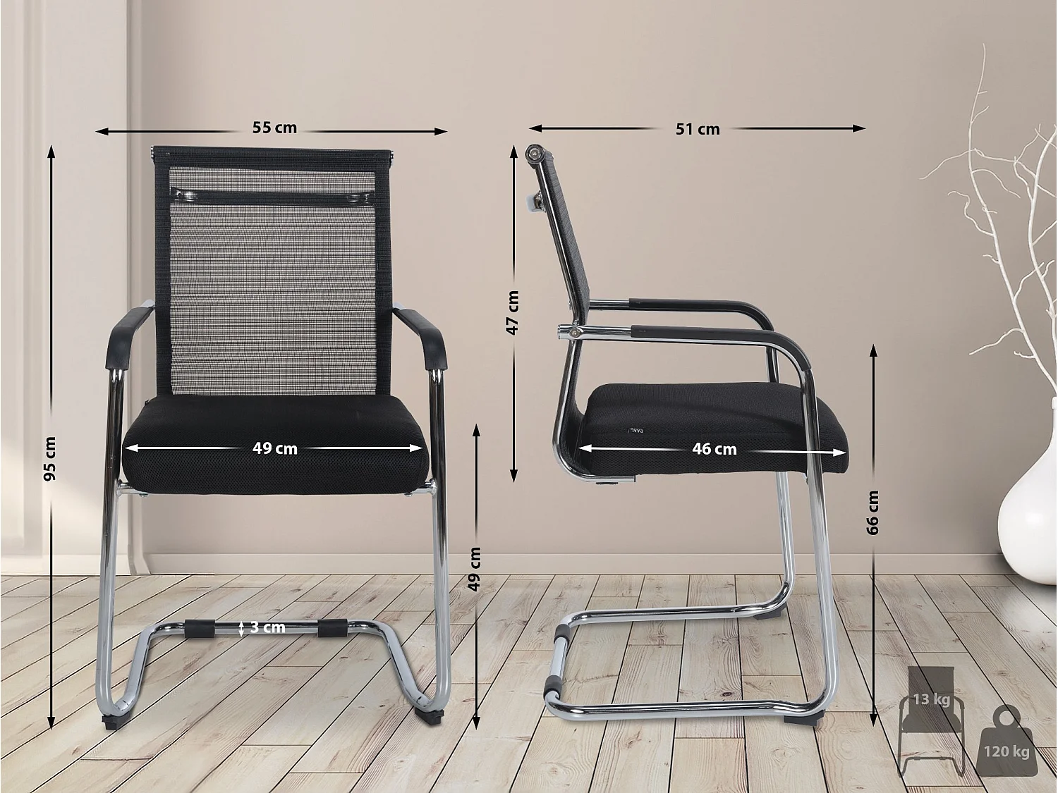 Lot de 2  chaises oscillantes - Tissu - Chrome - Denny