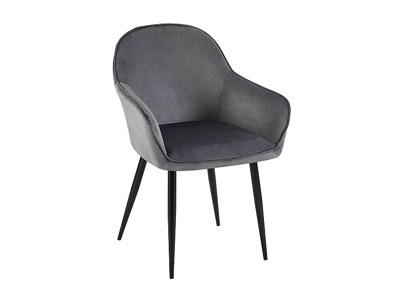 chaises avec accoudoirs - Velours & Blanc - Gris foncé - Boise