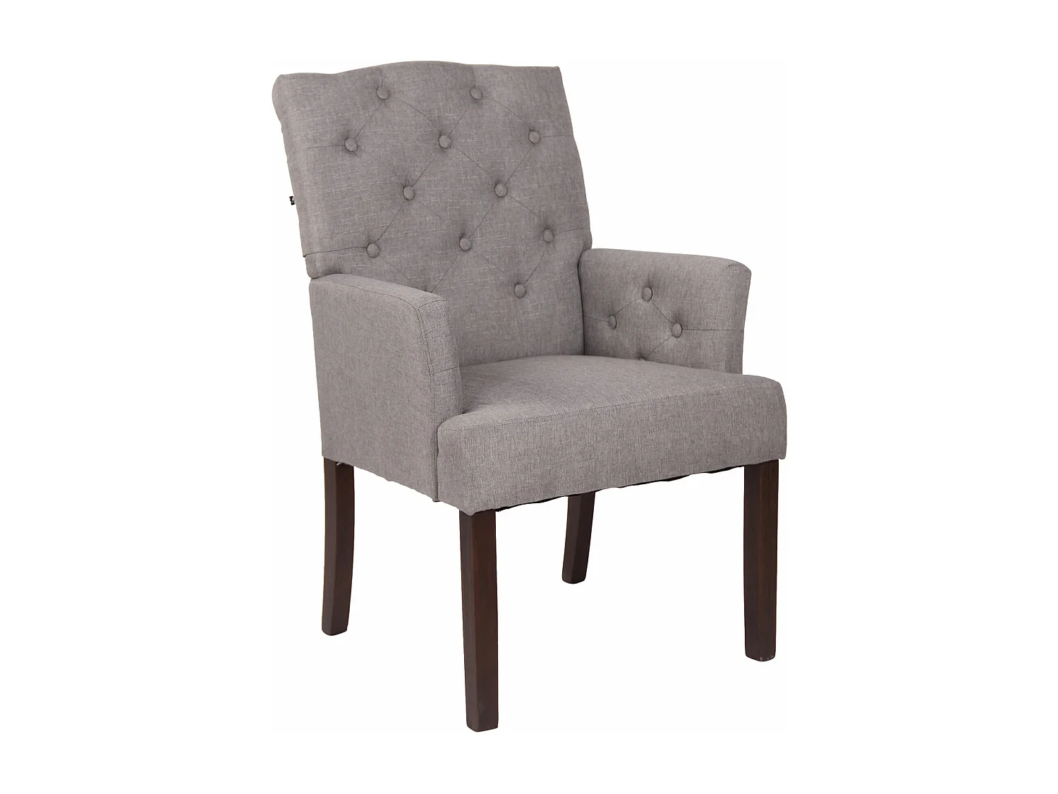 Stoel met armleuningen - Stof & Hout - grijs - Sugar